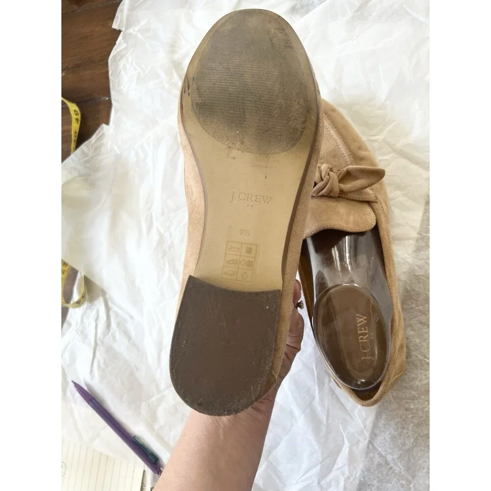 J.Crew Shoes Size 9.5 Faux Suede Loafers Flats Bow Slip On Comfort $128 Shoes
